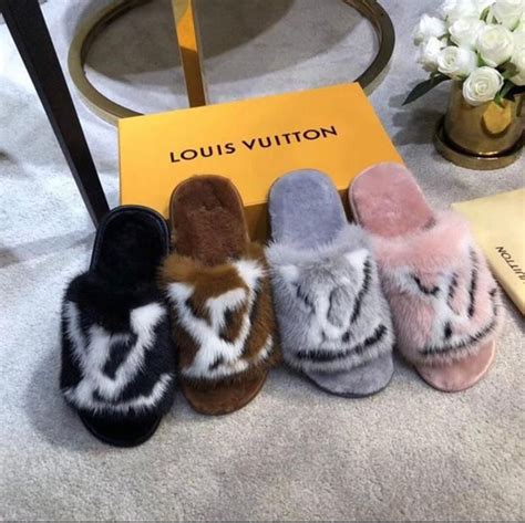 louis vuitton women slippers|Louis Vuitton slippers furry.